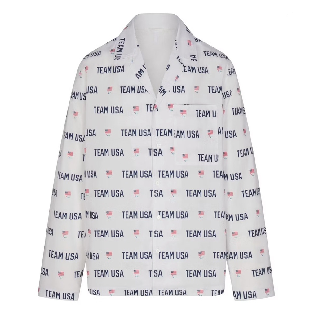 Skims Paralympic Team USA White Long Sleeve PJ Shirt ONLY Sz XL